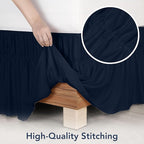 Utopia Bedding Full Elastic Bed Ruffle - Easy Wrap Around Ruffle - Microfiber Bed Skirt with Adjustable Elastic Belt 16 Inch Tailored Drop - Hotel Quality Bedskirt, Fade Resistant (Full, Navy)
