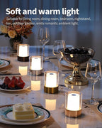 LED 4" Small LED Battery Operated Lamp Set of 2, Cordless Rechargeable Table Lamp, Mini Night Light, Waterproof Outdoor Desk Lamp for Bathroom Bar Dining Room Nursery Baby Coffee Shop (Bronze)