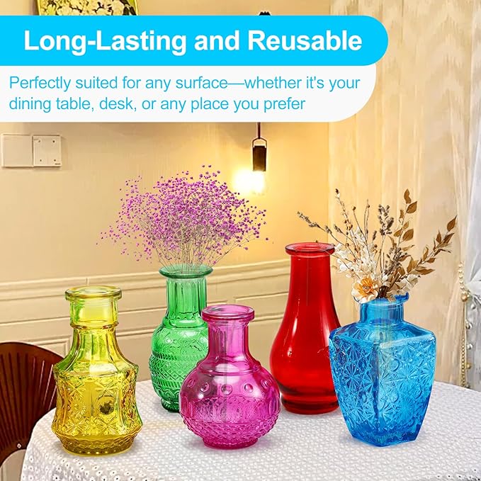 10 Pack Glass Bud Vases, Colored Bud Vase, Small Rustic Glass Vase for Flowers, Colorful Vintage Flower Vases for Wedding Home Table Plants Party Centerpieces Decor