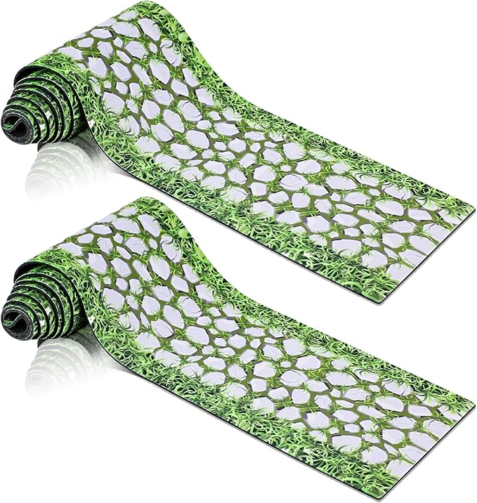 Jetec 2 Pcs Christmas Village Accessories Christmas Brick Snow Road Village Street Mat Decorations Snow Brick Mat for Home Garden Landscape, 4.7 x 47.2 Inch (Classic Style)