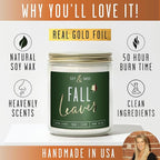 Fall Candles - 'Fall Leaves' Fall Candle w/Autumn Leaves, Clove & Musk I Infused with Essential Oils I Autumn Scented Candles I Cozy Cute Autmn Décor Gifts I 9oz Jar I 50Hr Burn I Made in USA