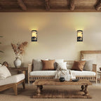 Black Wall Sconces Set of Two,Bear Metal Yellow Parchment Rustic Wall Sconces,Farmhouse Hallway Wall Light Fixtures,Industrial Wall Mount Lamp,Indoor Wall Lamps for Living Room,Bedroom,Porch