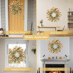 Artgar Fall Wreath, Fall Wreaths for Front Door, 24 in Fall Decor Floral Wreath, Door Wreaths for Front Door Outside All Season for Thanksgiving Home Indoor Outdoor Wall Decor (White Orange Yellow)