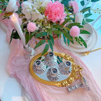 Glass Candlestick Holder,Striped Taper Candle Holders,Set of 6 Candle Stand for Table Centerpieces, Home Decor,Weddings,Festival and Parties (Silver Stripe)