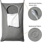 XL Hanging Laundry Hamper, Extra Large Tear-resistance Door Hamper with 2 Types Hooks for Dirty Clothes, Save Bathroom Space Hanging Laundry Bag (36.5x 22 Inch,Grey)