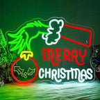 WLHOPE Merry Christmas Neon Sign Neon Signs For Wall Decor The Grinch Christmas Decor Grinch Lights Led Lights For Bar Party Room Shop Bedroom Gifts USB Powered 12.6x16.14in