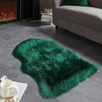 AMTOVO Faux Fur Rug, Dark Green Small Area Rug, Fluffy Sheepskin Rug, Fuzzy Ultra Soft 2 x 3 ft Shag Rugs for Bedroom Sofa Throw Cushion Room Decor, Sheepskin