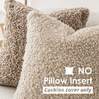 Foindtower 2 Pieces 20x20 Inch Light Khaki, Faux Fur Throw Pillow Cover Accent Sherpa Pillow Fuzzy Soft Pillowcases Sheepskin Decorative Fleece Cushion Case for Bed Couch Living Room