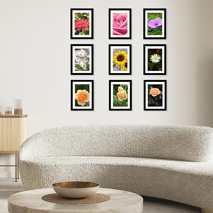 12 Packs 5x7 Picture Frames Bulk, Display 4x6 with Mat or 5x7 Without Mat, Black Gallery Frame Set, 5 by 7 Frames Bulk Set of 12, Collage Wall Decor Photo Frame Set for Wall and Tabletop, Black