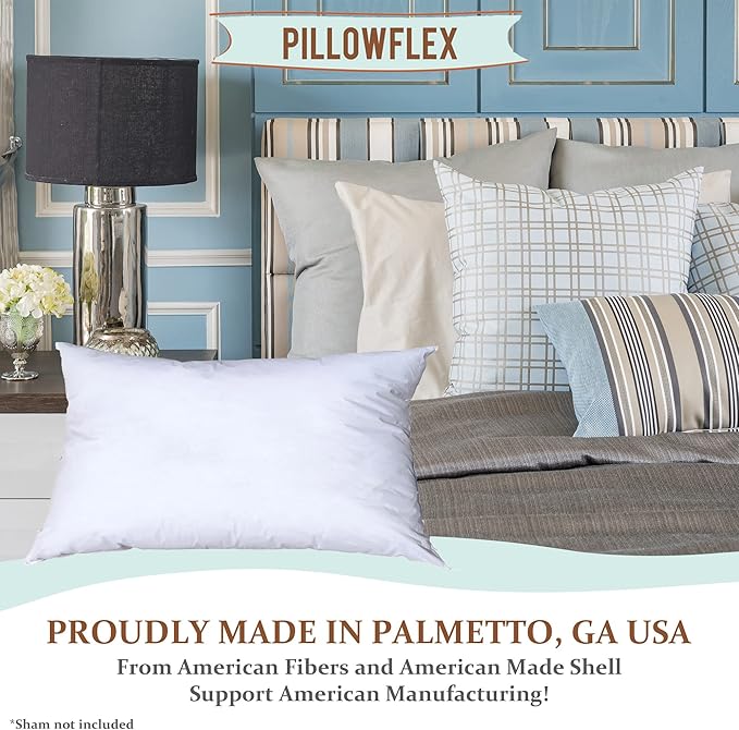 Pillowflex Synthetic Down Pillow Insert - 21x31 Down Alternative Pillow, Ultra Soft Oversized Queen Bed Sleeping Pillow, Large Rectangle Sham - 1 Decorative Pillow Form