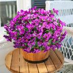 Fake Bougainvillea Artificial Flowers for Outdoors, 4 Bundles Realistic Fake Flower UV Resistant Silk Flowers for Outside, Faux Plants for Planter Patio Porch Window Garden Home Decoration (Purple)