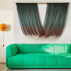 Macrame Wall Hanging Dip-Dye Green Boho Wall Decor Chic Fiber Yarn Wall Art Craftsmanship Bedroom Livingroom Nursery Apartment Home Decor 57" W x 35" L