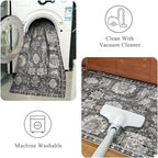 RUGSURE Washable Area Rugs - Perfect for Living Room, Bedroom, Kids Room, Nursery - Stain & Water Resistant Non-Slip, Pet & Child Friendly, Vintage Tribal Area Rugs (Grey, 6' x 9')