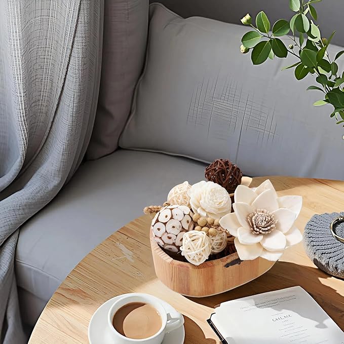 Fall Vanilla Scented Potpourri Bowl Fillers | Sea Salt Dried Flowers | Fragrance Sachet of Petal | White Halloween Vase Decor | Home Fragrance for Bathroom Bedroom Living Room Office (White)