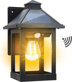 Solar Powered Wall Lanterns Outdoor with 3 Modes, Dusk to Dawn Motion Sensor LED Sconce Lights Waterproof, Exterior Front Porch Security Lamps Wall Mount Patio Fence Decorative Light Fixtures