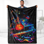 Aimego Guitar Music Gifts Blanket - Rock Musical Throw for Guitar Players Women Men Enthusiast Band Singer Art Theme Birthday Christmas Lightweight Blanket 50"x60"