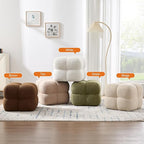 ONEVOG Beige Modern Ottoman, 21" Square Funky Pouf Ottoman, Linen Fabric Upholsered Foot Rest, Small Coffee Table & Couch Footstool & Vanity Chair for Living Room Bedroom, Dorm, Cute Pouf Home Decor