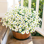 Daisy Artificial Flowers for Outdoors Fall Autumn Decoration, 6 Bundles Fake Mums White Silk Flowers for Outside Look Real UV Resistant Faux Flowers Plants for Planter Front Door Home Indoor Porch Urn