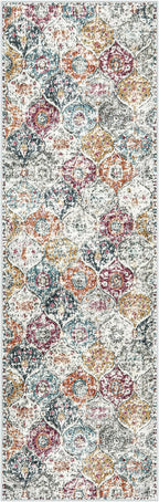 Lahome Moroccan Hallway Rug, 2'5''x8' Kitchen Runner Rugs Non Skid Washable Runners for Hallways, Ultra-Thin Oriental Carpet for Entryway Laundry Room Bedroom Bathroom, Aqua/Multi