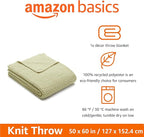 Amazon Basics Chunky Cable Knit Throw Blanket for Couch, Sofa, Bed, Lightweight Soft Cozy, Sage Green, 50"x 60"