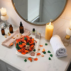 Fall Potpourri Bags, Oranges Scented Dried Flowers, Autumn Potpourri Bowl Vase Filler Decorative, Citrus Fragrance for Bathroom, Home Decor Fragrance Sachet Petal (Orange)