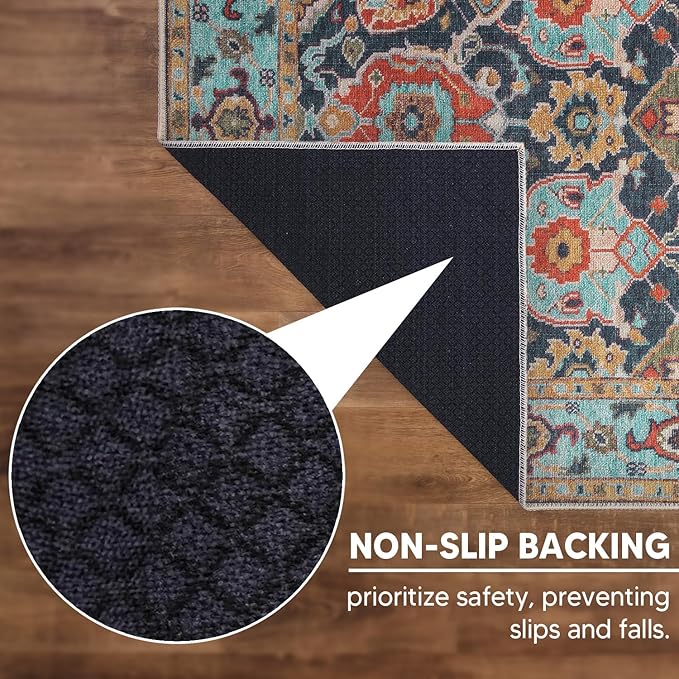 Keen Home Design 2x10 Rug - Machine Washable Runner Rug with Non-Slip Backing, Ideal for Hallway, Entryway, Kitchen, Laundry Room - Vintage, Easy Clean, Durable, Low Pile - (2'6" x 10')