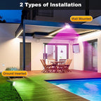 Fabrito Solar Color Changing Lights Outdoor, 9 Color Modes Landscape Spotlights, Dusk to Dawn Solar Powered Spot Lights for Outside, Solar Garden Lights for Yard, Pathway, Tree 4 Pack (Multicolor)