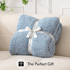 MIULEE Super Soft Throw Blanket for Couch, Blue Cozy Fluffy Warm Blankets Knit Throw Blankets for Sofa, Bed, Chair, Living Room, Camping, Picnic, 50 x 60 inch