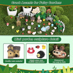 Thrilez 210 Pieces Miniature Fairy Garden Accessories, Including Resin Animals, Miniature Figurines, Micro Landscape Ornaments Kit, Fake Diorama Trees for Fairy Garden Decor