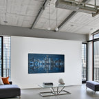 LevvArts Modern City Wall Art Chicago Downtown at Night Picture Print on Canvas Building Artwork for Office Living Room Wall Decoration