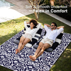 OLANLY Outdoor Rug Waterproof 5x8 ft Clearance, Reversible Outdoor Plastic Straw Rug with Floral Pattern, RV Mat for Patio, Camping, Balcony, Deck, Backyard, Navy & White