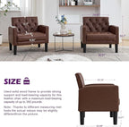 TYBOATLE Accent Chairs Set of 2 Comfy Living Room Chair Leather Tufted Mid Century Modern Accent Chair, Small Cozy Reading Arm Chair for Office, Bedroom (2, Brown)
