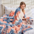 GONAAP Fuzzy Faux Fur Throw Blanket Tie-dye Sunset Super Soft Cozy Plush Fuzzy Shaggy Blanket for Couch Sofa Bed (Tie-dye Sunset, Throw(50"x60"))