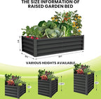 Galvanized Raised Garden Bed Outdoor, 2 Pcs 6x3x1FT Outdoor Large Planter Raised Beds Open Base with Safety Edge and Glove for Vegetables Flowers Ground Planter, Dark Gray