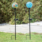 VCUTEKA Solar Garden Lights, Mosaic Solar Light Outdoor Waterproof LED Pathway Stake Light for Landscape Patio Yard Deck Walkway Decoration, 2 Pack
