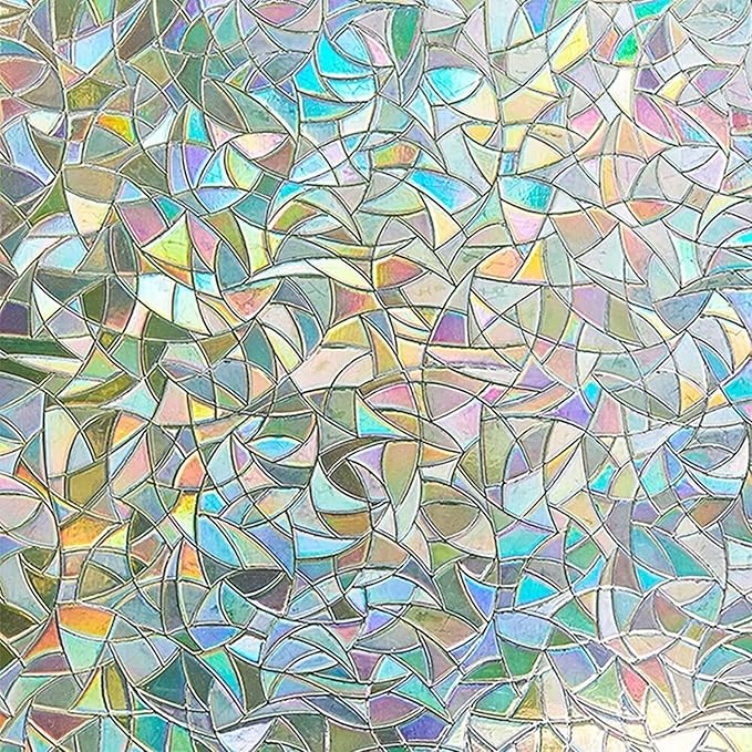 LEMON CLOUD Rainbow Window Film, 35.4 x 78.7 Inch, Half Moon Pattern, No Glue, Anti-UV, Privacy