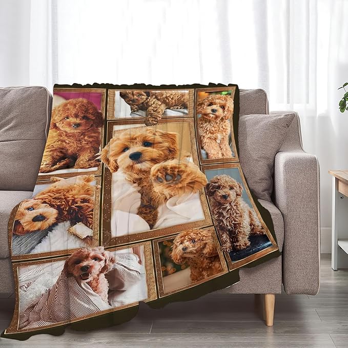 Poodle Blanket for Dog Lover Gifts Cute Poodle Throw Blanket for Girls Boys Women Man Plush Cozy Flannel Fleece Ultra Soft Fuzzy Blankets 50"X40"