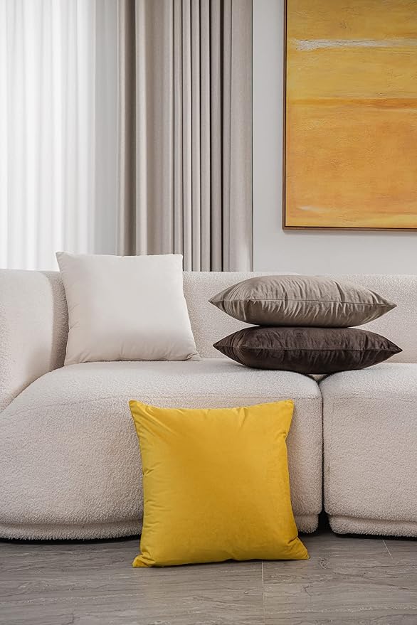 Couch Pillow Covers 20x20 Cream: 2 Pack Cozy Soft Polyester Square Throw Pillow Cases for Farmhouse Home Decor