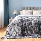 GONAAP Fuzzy Faux Fur Throw Blanket Queen Size Tie-dye Marble Black Super Soft Cozy Plush Fuzzy Shaggy Blanket for Couch Sofa Bed (Tie-dye Marble Black, Queen(90"x90"))