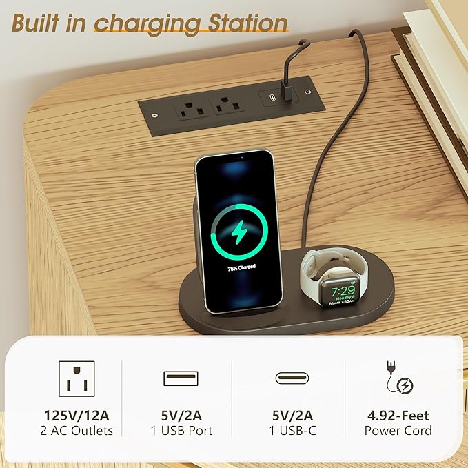 Alohappy Fluted 5 Drawers Dresser for Bedroom, 48" Tall Mid Century Modern Chest of Drawers with Curved Profile Design, Wood Storage Dressers for Closet Bedroom, Living Room, Hallway, Entryway