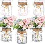 Bud Vase Set of 6 Vases Clear Plastic Small Bud Vases for Flowers Centerpieces Ribbed Vases in Bulk for Wedding Table Decorations Birthday Party Home Decor Housewarming Gifts