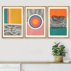 SIGNWIN Framed Canvas Print Wall Art Set Mid-Century Multicolor Color Block Shape Abstract Geometric Illustrations Graffiti & Street Art Modern Art for Living Room, Bedroom, Office - 24"x36"x3 NATURAL
