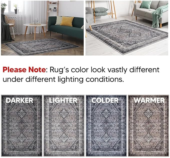 Keen Home Design 2x10 Rug - Machine Washable Runner Rug with Non-Slip Backing, Ideal for Hallway, Entryway, Kitchen, Laundry Room - Vintage, Easy Clean, Durable, Low Pile - (2'6" x 10')