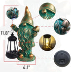 JOYBEE Garden Statues Gnomes with Solar Lantern Outdoor Decor-Gnomes Solar Figurines Lights Decorations for Patio Yard Lawn Ornaments-Gifts for Birthday Easter Housewarming