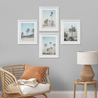 SIGNWIN Framed Washed Out Tropical Island Wall Art, Set of 4 Island Palm Tree Beach Landscapet Wall Decor Prints, Nature Wilderness Wall Décor for Living Room, Bedroom - 8"x10" White