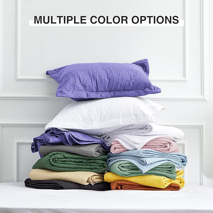 Love's cabin Quilts for Queen Bed Deep Purple Bedspreads Bedding Set - Summer Lightweight Bedspread Comforter - Coin Pattern Bedding Coverlet for All Season - 3 Pieces (1 Quilt, 2 Pillow Shams)