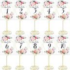 26 PCS Table Number Holder - Card Stand Wire Photo with Floral Cards, Place for Weddings Party Office Paper Memo Menu Note Clips, Gold