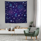 HZOHNAGO Boho Sun Moon Tapestry Purple Blue Sun Stars Galaxy Pattern Printed Wall Tapestry Wall Hanging for Bedroom Living Room Dorm 60" W x 60" H