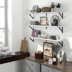 Heimlove Floating Shelves for Wall, 36 Inch Long Wood Floating Bookshelf Set of 3, Wall Mounted Hanging Shelf for Bathroom Bedroom Kitchen, White