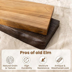 55" Floating Shelves, Live Edge Elm Wood Floating Shelf for Wall, Wall-Mounted Display Shelves with Invisible Heavy-Duty Bracket, Long Floating Shelf for Bathroom, Kitchen, Living Room, Natural Color